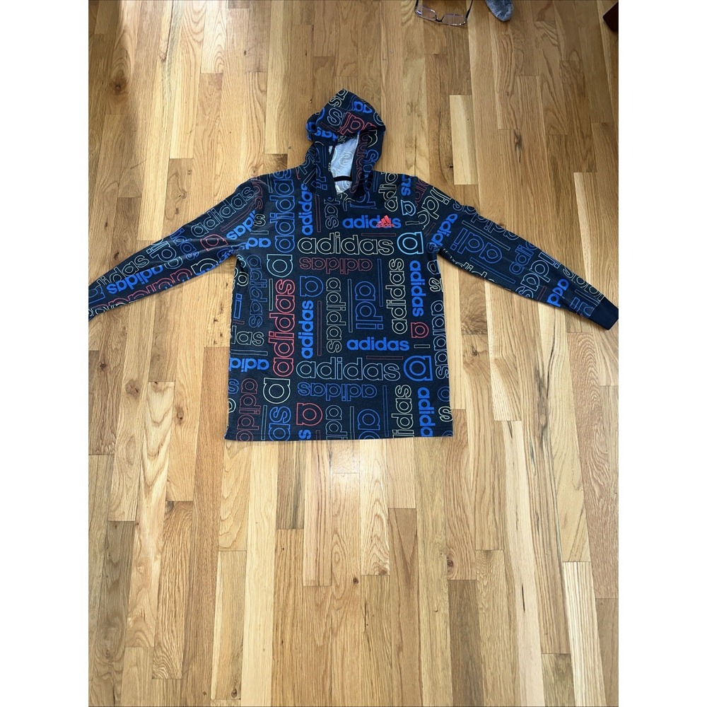 Adidas Logo Hoodie Youth Large 14/16 Multi-Color‎ Grid Logo